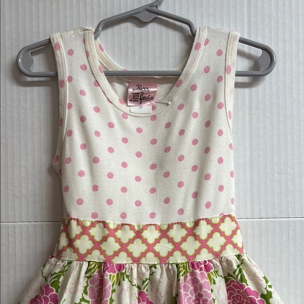 Purr Fect White and Pink Tiered Sleeveless Sundress Size 3T - Picture 3 of 8
